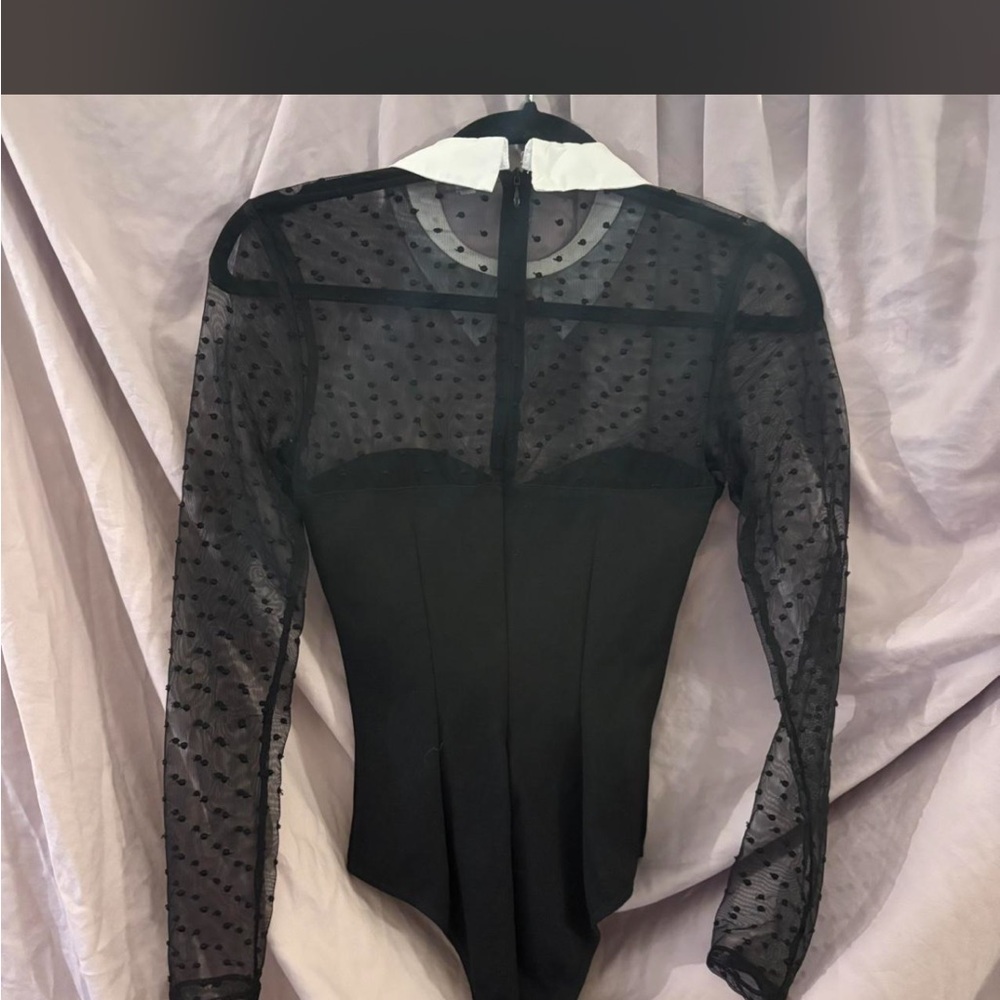 Fleur du Mal polka dot collared black bodysuit Sz Small - Picture 8 of 8